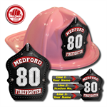 Custom Black Leather Design in Pink Fire Hat