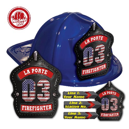 Custom Black Leather W/ Flag Numbers on Blue Hat
