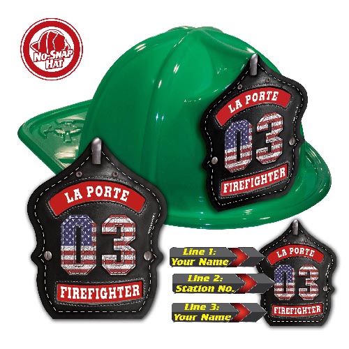 Custom Black Leather W/ Flag Numbers on Green Hat