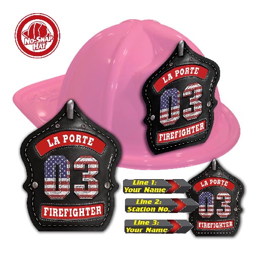 Custom Black Leather W/ Flag Numbers on Pink Hat