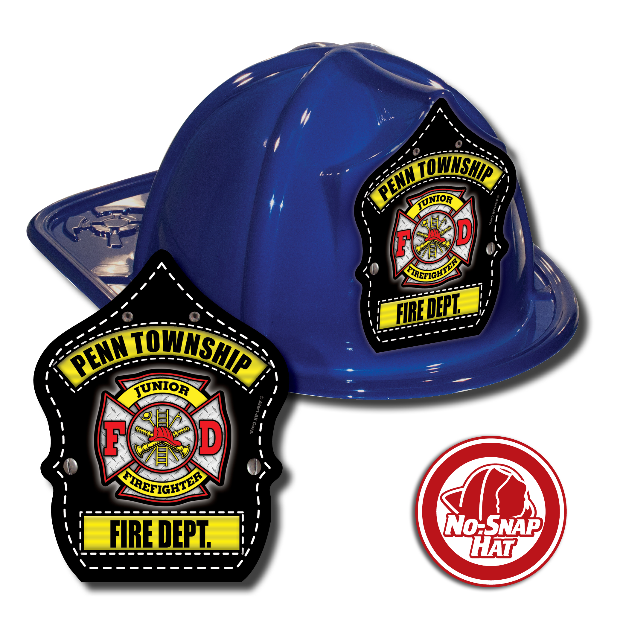 Custom Blue Fire Hat w/ Black Jr FF Cross Shield