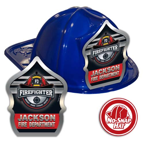 Custom Blue Fire Hats w/ Silver Hat Logo/Firefighter Shield