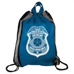 Custom Blue Police Reflective Drawstring Backpack