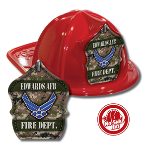 Custom Brown Air Force Logo in Red Fire Hat