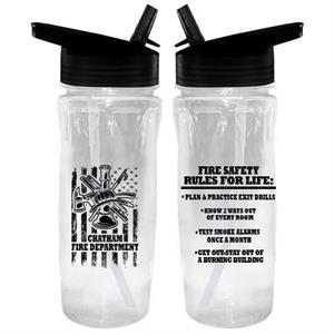 Custom Clear 18 oz Bottle w/ Flip Up Straw