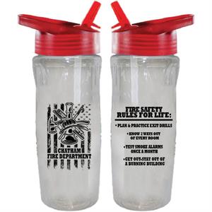 Custom Clear 18 oz Bottle w/ Flip Up Straw
