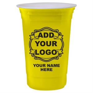 Custom Double Wall Reusable Party Cup - Yellow