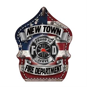 Custom Fire Hat Shield Sticker - American Flag / Proud To Serve