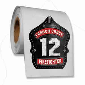 Custom Fire Hat Shield Sticker - Black Leather Look