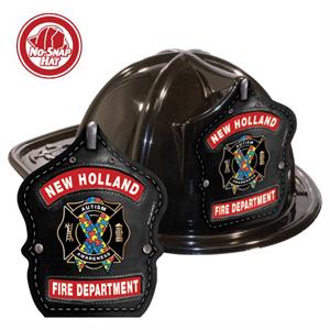 Custom Fire Hats - Black - Autism Awareness Ribbon Shield