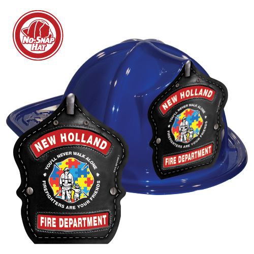 Custom Fire Hats - Blue - Autism Awareness Firefighter Shield