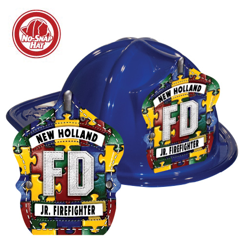 Custom Fire Hats - Blue - Autism Awareness Puzzle Shield