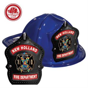 Custom Fire Hats - Blue - Autism Awareness Ribbon Shield