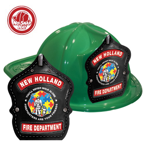 Custom Fire Hats - Green - Autism Awareness Firefighter Shield