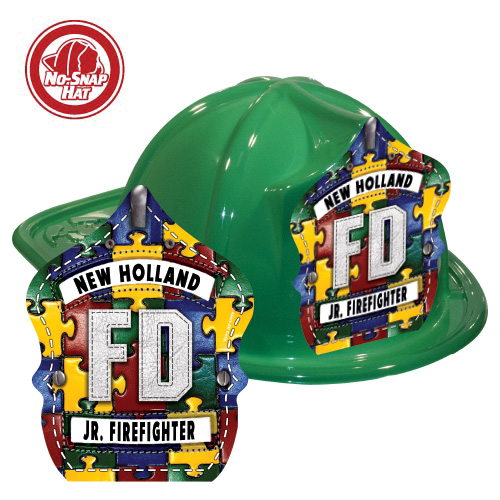 Custom Fire Hats - Green - Autism Awareness Puzzle Shield