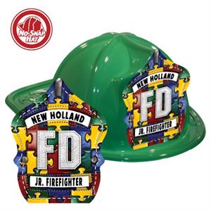 Custom Fire Hats - Green - Autism Awareness Puzzle Shield