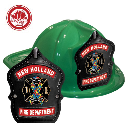 Custom Fire Hats - Green - Autism Awareness Ribbon Shield