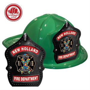 Custom Fire Hats - Green - Autism Awareness Ribbon Shield