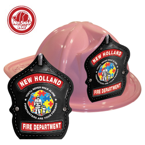 Custom Fire Hats - Pink - Autism Awareness Firefighter Shield