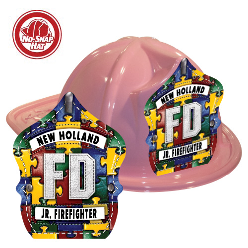 Custom Fire Hats - Pink - Autism Awareness Puzzle Shield