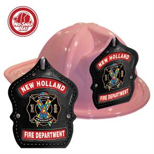 Custom Fire Hats - Pink - Autism Awareness Ribbon Shield
