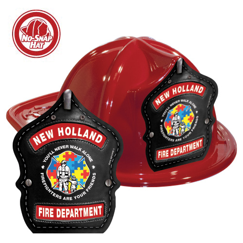 Custom Fire Hats - Red - Autism Awareness Firefighter Shield