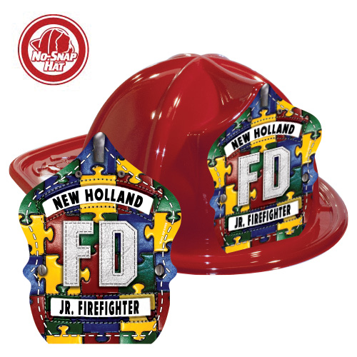 Custom Fire Hats - Red - Autism Awareness Puzzle Shield