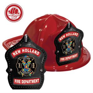 Custom Fire Hats - Red - Autism Awareness Ribbon Shield