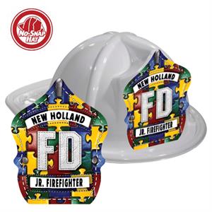Custom Fire Hats - White - Autism Awareness Puzzle Shield