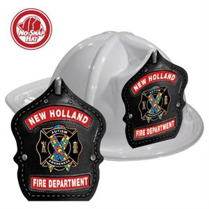 Custom Fire Hats - White - Autism Awareness Ribbon Shield