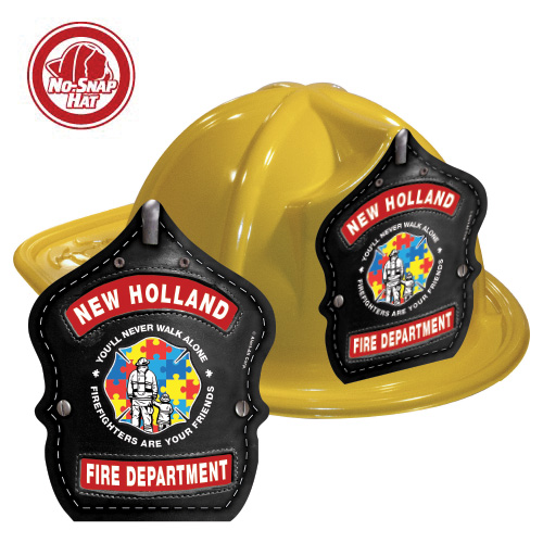 Custom Fire Hats - Yellow - Autism Awareness Firefighter Shield