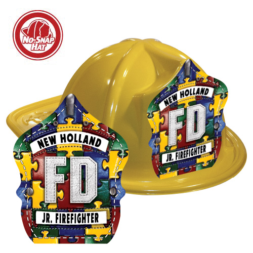 Custom Fire Hats - Yellow - Autism Awareness Puzzle Shield