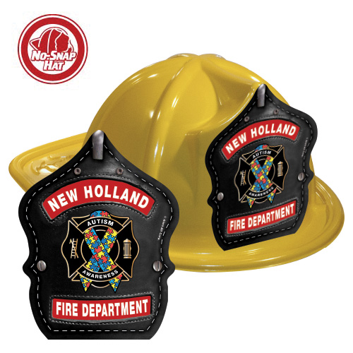 Custom Fire Hats - Yellow - Autism Awareness Ribbon Shield