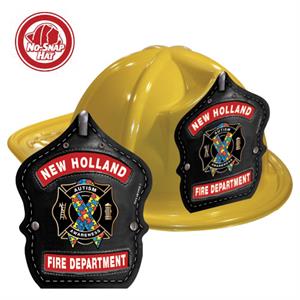 Custom Fire Hats - Yellow - Autism Awareness Ribbon Shield