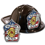 Custom Flag F.D. Shield on Black Fire Hat