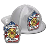 Custom Flag F.D. Shield on White Fire Hat
