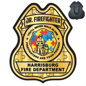Custom Full Color Plastic Badge - Autism Awareness Firefighter Logo