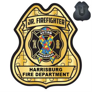 Custom Full Color Plastic Badge - Autism Awareness Ribbon