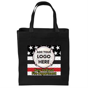 Custom Full-Color Tote Bag w/ Damond Plate Flag - Black