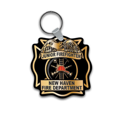 Custom Full Color Vinyl Key Tag - Gold Eagle Maltese Cross