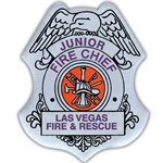 Custom Jr. Fire Chief Stick-On Badge in Silver