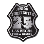 Custom Junior FF & Station Number Stick-On Badge Silver