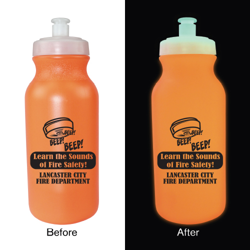 Custom Orange 20oz Glow Bike Bottle - Theme