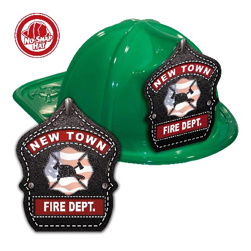 Custom Pat. Maltese Shield on Green Fire Hat
