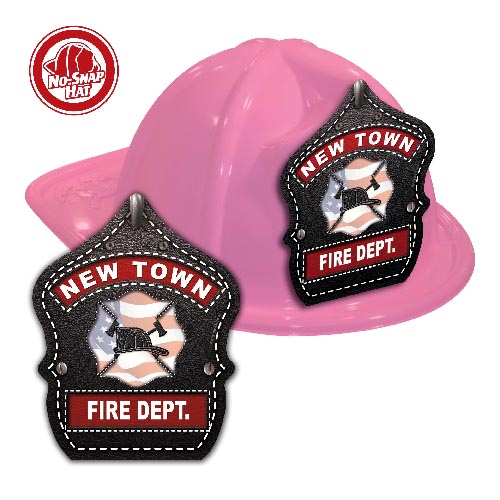 Custom Pat. Maltese Shield on Pink Fire Hat