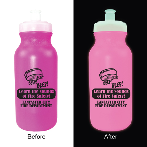 Custom Pink 20oz Glow Bike Bottle - Theme