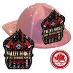 Custom Pink Fire Hat w/ Red Line Flag and Axes Shield