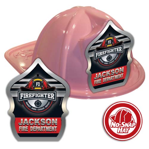 Custom Pink Fire Hats w/ Silver Hat Logo/Firefighter Shield