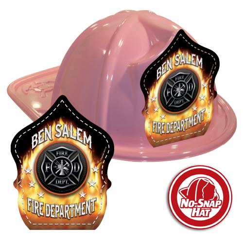 Custom Pink Hat w/ Maltese Cross and Flames Shield