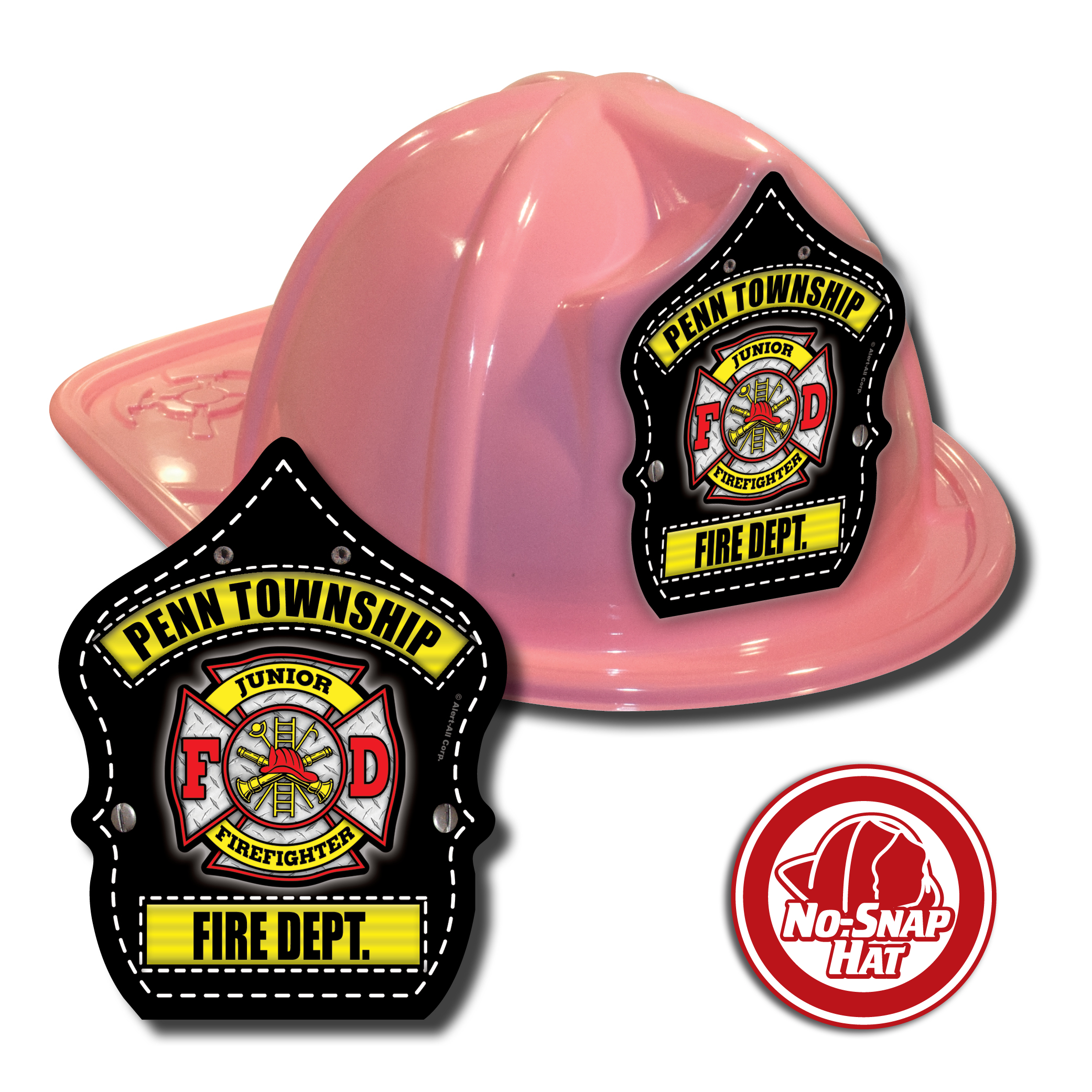 Custom Pink Hat with Black Jr FF Cross Shield